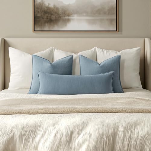 MIULEE Decorative Linen Lumbar Pillow Cover 14x36 Inch Blue Grey - Image 2