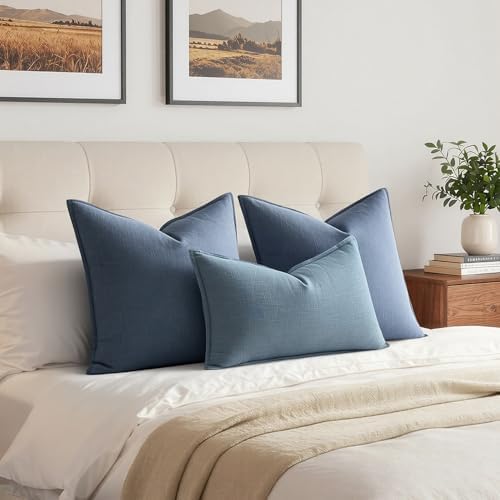 MIULEE Decorative Linen Lumbar Pillow Cover 12x20 Inch Blue Grey - Image 4