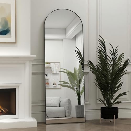 50"x 17" Full Length Door Mirror with Stand, Hanging Mirror, Black - Image 7