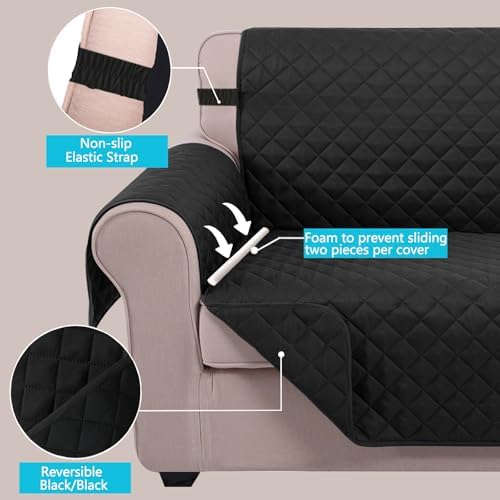 U-NICE HOME Reversible Sofa Cover Couch Cover for Dogs, Black - Image 3