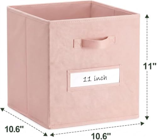 Storage Bins,11" Cube Storage Bin with Labels,10pcs,Pink - Image 3