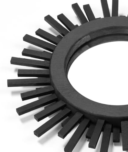 12 Inch Boho Sunburst Mirror, Round Wooden Wall Decor Starburst Sun Mirror for Bedroom, Living Room, Bathroom, Hallway, Balcony, Farmhouse Entryway, Housewarming Gift（Black - Image 6