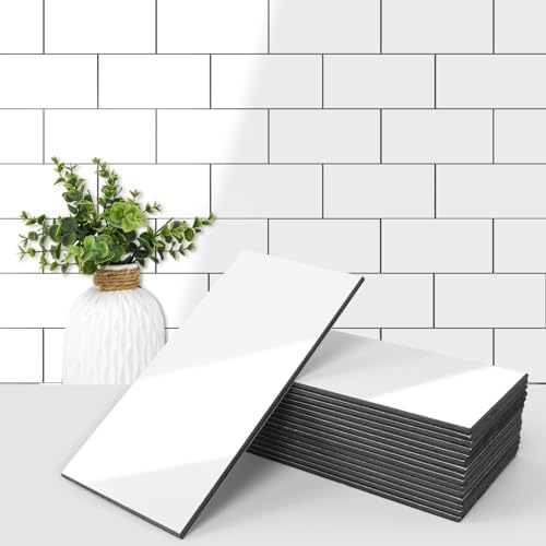 Art3d 102-Pack Peel and Stick Backsplash on Subway Tile, Glossy White by Art3d