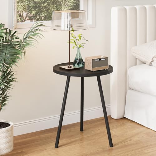Round Side Table, Small End Table, Drink Table for Couch, Mini Tea Table for Sofa, Modern Accent Nightstand for Small Space, Living Room Bedroom LET521BK - Image 4