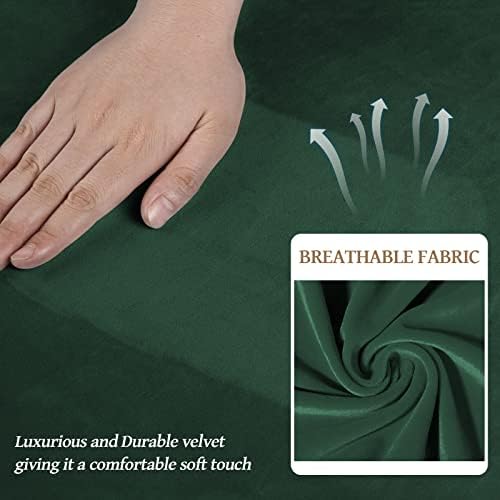 WEERRW Velvet Stretch 3 Pieces Couch Cover for Sofa Washable, Emerald Green - Image 4