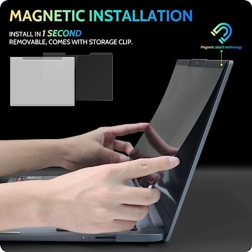 Peslv Magnetic Laptop Privacy Screen 14 inch for 16:9 Computer Monitor, 14" Removable Anti Glare Protector Blue Light Filter Shield Compatible with Lenovo Hp Dell Acer Asus Thinkpad Envy Xps - Image 2
