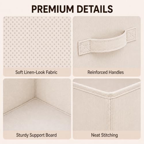Yinder 4 Pcs Cube Storage Bin, Beige 14''x10''x8'' Storage Cubes - Image 3