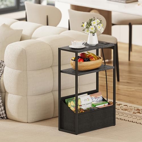 TUTOTAK Narrow Side Table with Charging Station, Slim End Table - Image 5