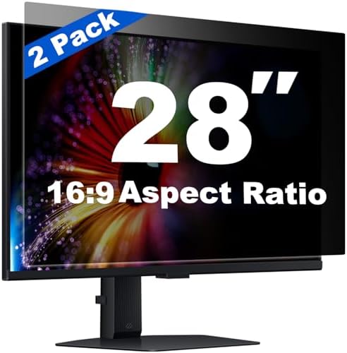 [2 Pack] 28 Inch Computer Privacy Screen for 16:9 Widescreen Monitor, Anti-Glare Privacy Filter, Removable Anti-Scratch Anti-Spy Screen Protector by TWGUS