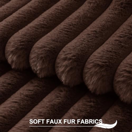 Pallene Faux Fur Decorative Throw Pillow Covers 22x22 Set of 2, Chocolate - Image 2