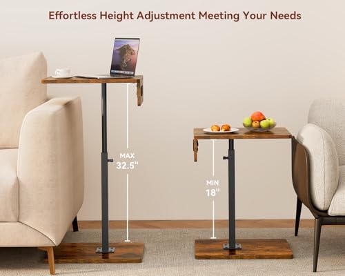 C Shaped End Table with Charging Station, Adjustable Height C Table End Table, 360°Swivel TV Tray Table for Small Spaces, Rounded Corners Couch Table, Side Tables Living Room for Sofa,Chair,Snack,Bed - Image 5