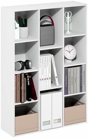 Furinno LUDER Book Shelf, 11-Cube Bookshelf, Reversible Bookcase, 9.4 x 29.1 x 41.7, Easy Assembly, for Living Room, Bedroom, Home Office, White - Image 6