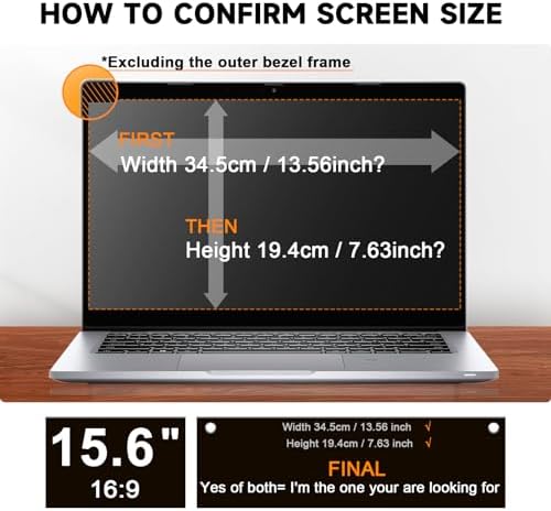 Mamol 15.6 Inch Laptop Privacy Screen Filter for 16:9 Widescreen Display, Eye Protection Anti Glare & Blue Light Filter, Privacy Screen Protector for 15.6" Laptop - Image 6