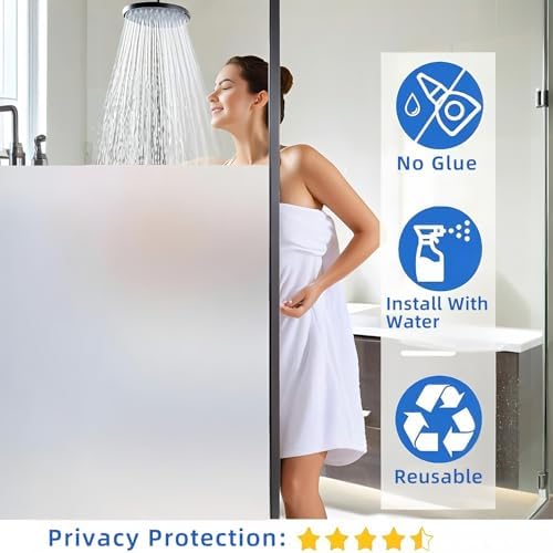 Frosted Glass Film, Static Cling Removable Decorative Window Sticker for Bathroom Doors & Windows, Privacy Window Film with Heat Insulation & UV Blocking, 23.6 x 118.1 Inches - Image 2