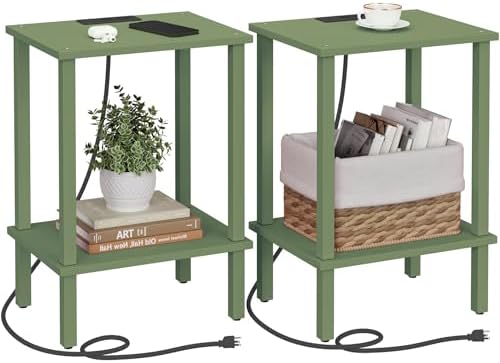 TUTOTAK End Table with Charging Station, Side Table Set of 2, Nightstand by ChoosetutotakFurnitureBuildYourCozyHome