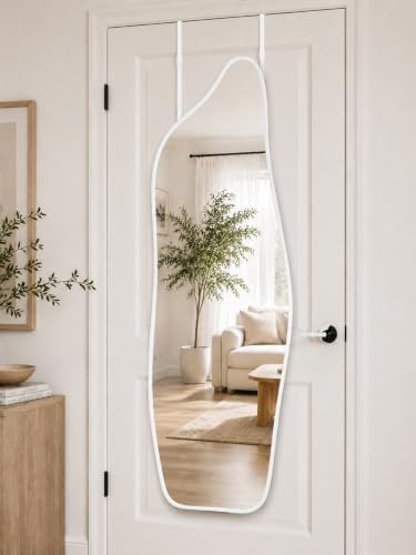 Full Length Door Mirror, 48"x16" Wall Mounted Mirror, White - Image 3