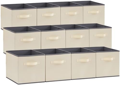 Lifewit Storage Cubes, 11 Inch Organizer Bins, 18L Beige, 12 Packs by Lifewit