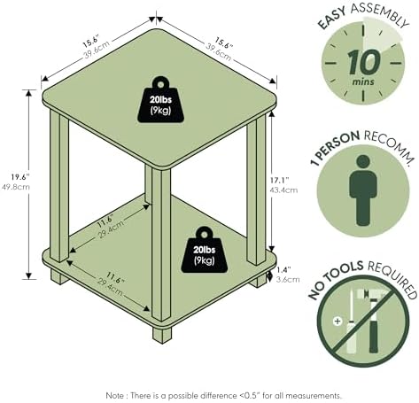 Furinno Simplistic Set of 2 Toolless Living Room Table Set, Black Walnut - Image 4