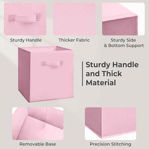 11 Inch Fabric Storage Cubes, Sturdy Foldable Storage Bins, Heavy Duty Cube Organizer for Clothes, Blankets, Shelves, Closets, Bedroom, Living Room, Multi-Color, 6 Pack - Image 3