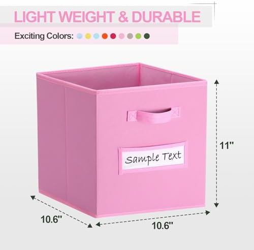 Fabric storage cubes (8 Pack) 11 Inch Cube Storage Bin, cube organizer bins with 8 Labels Window Cards & a Pen, Foldable cube organizer bins and Storage Box, Light Pink - Image 2