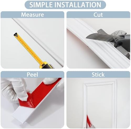 Peel and Stick Wall Molding Trim, Flexible Strip for Mirror Frame, Chair Rail Moulding, Wall Protection and Home DIY Decoration (118'' x 1.6'') - Image 7