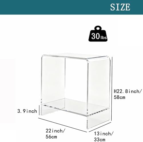 Acrylic End Table/Nightstand,23" H Sleek and Durable Bedside Storage. Ideal for Bedrooms, Living Rooms, and Modern Interiors.A Perfect Choice as a Bedside Table or Sofa Side Piece. (2 Tier- Bottom) - Image 2