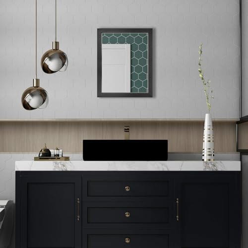Rectangular Wall Mirror 20x16 Inch Bathroom Mirror for Over Sink, Black - Image 4