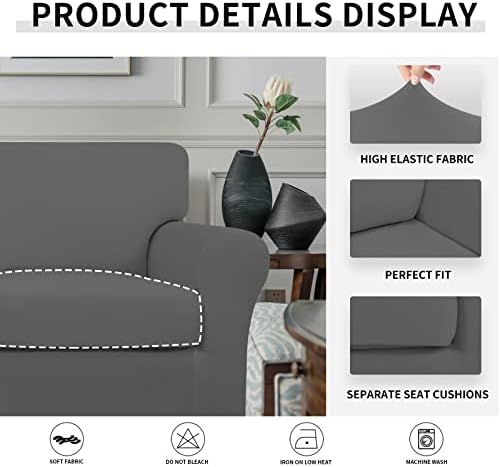 Easy-Going 2 Pieces Stretch Sofa Slipcover for Armchair Washable - Image 4