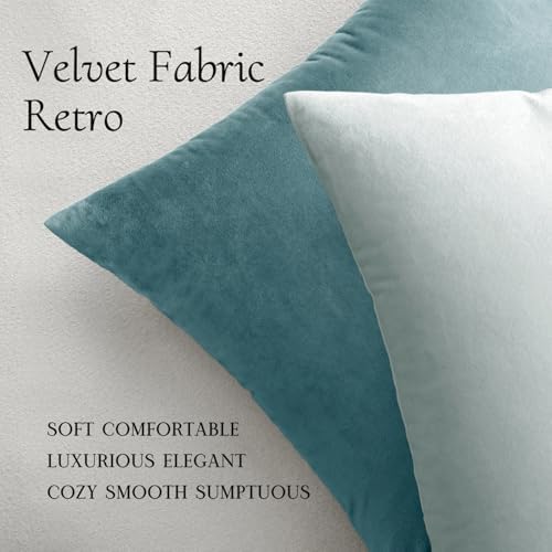 MIULEE Velvet Throw Pillow Covers 16x16 Inch Pack of 2 Light Blue - Image 5