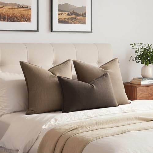 MIULEE Decorative Linen Lumbar Pillow Cover 12x20 Inch Dark Coffee - Image 4