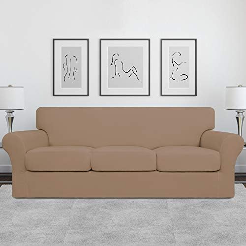Easy-Going 4 Pieces Stretch Sofa Cover for 3 Cushion Couch Washable - Image 2