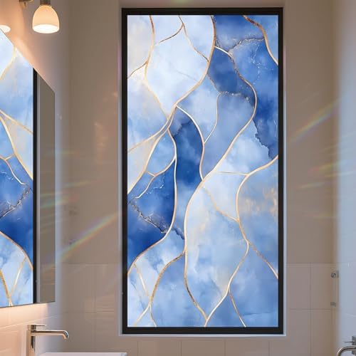 Stained Glass Window Privacy Film Static Cling - Rainbow Glass Decorative Sun Blocking Window Covering, Non-Adhesive Removable Stickers for Home & Office, 17.5" x 39.3" by AOHMPT