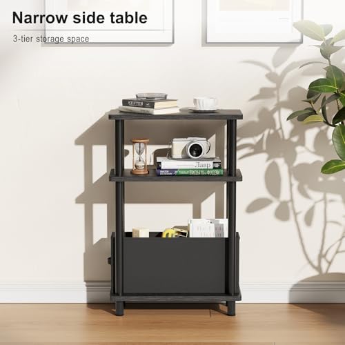 Apicizon Narrow Side Table with Fabric Basket, 3-Tier End Table, Black - Image 4