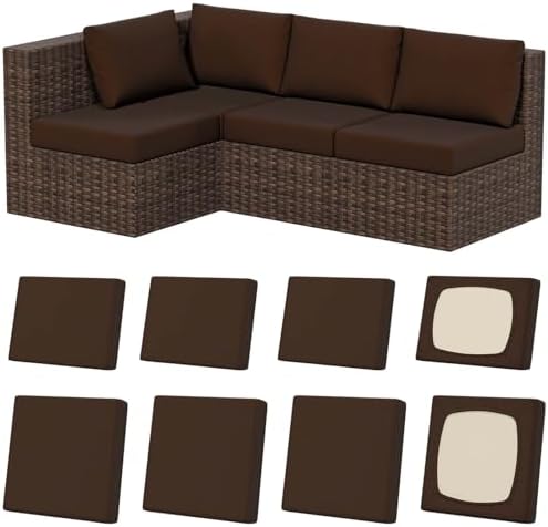 8Pcs Outdoor Cushion Covers, Stretch Patio Furniture Couch Chair Slipcovers by VORSHAPE