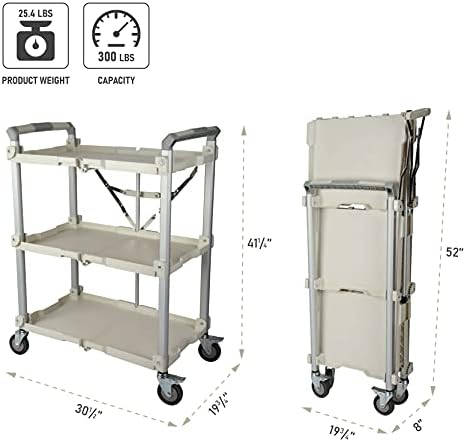 Olympia Tools 89-355 Pack N Roll Collapsible Service Cart, XL, 300LB Capacity, White - Image 3