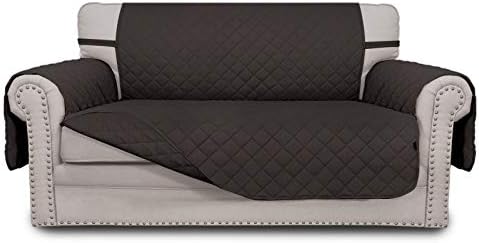 Easy-Going Reversible Loveseat Couch Cover for 2 Cushion Couch Sofa Cover for Dogs Water Resistant Furniture Protector with Foam Sticks Elastic Straps for Pet (Loveseat, Chocolate/Chocolate) by Easy-Going