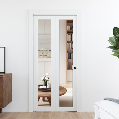 SMARTSTANDARD 30" x 80" Bifold Doors, Mirror Closet Folding Doors, MDF - Image 3