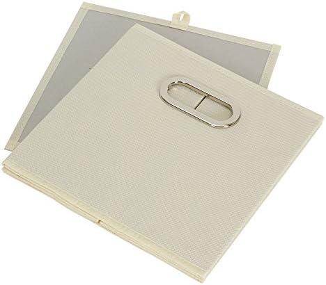 Fabric Storage Bins 6 Piece Set, Strong Poly-Woven Fabric, Sturdy Chipboard Sides, Grommet Front Handle, Stackable and Foldable, Classic Design, Cream - Image 4
