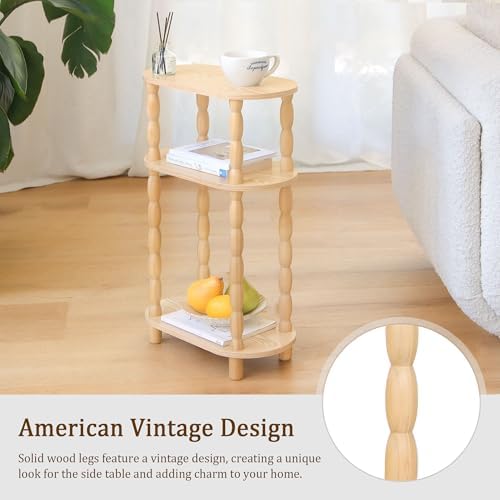 MaxSmeo Narrow End Table, Small Narrow 3-Tier Side Table for Small Spaces - Image 4
