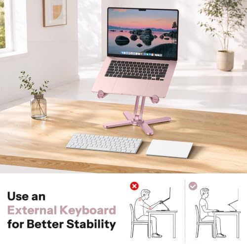 OMOTON LA10 360° Rotating Laptop Stand Riser Foldable for Desk, Pink - Image 4