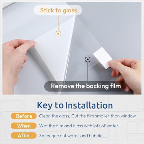 rabbitgoo Frosted Glass Window Privacy Film, No Glue, White, 35.4" x 393.7" - Image 2