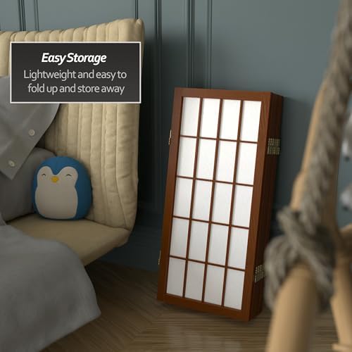 Red Lantern 26.5 in. Short Desktop Window Pane Shoji Screen - Walnut - 6 Panels - Image 5