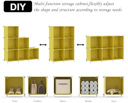 AWTATOS Cube Storage Organizer, 6 Cube Closet Storage Shelves, Yellow - Image 6