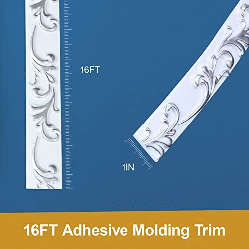 Flexible Molding Trim Wall Trim Self Adhesive, Peel and Stick Mirror Frame Border, Waterproof Bathroom Decor (White+Silver) - Image 4