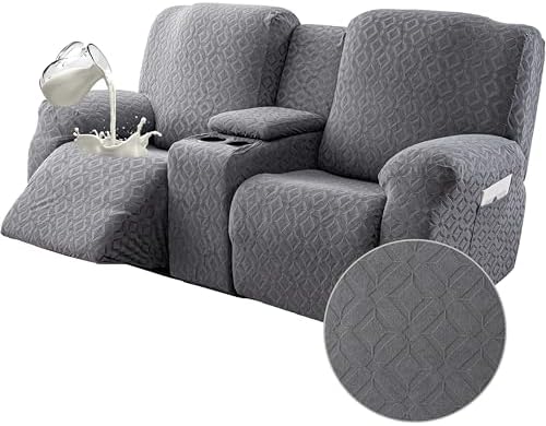 Genina Waterproof Recliner Loveseat Cover,2 Seat with Console,Dark Gray by Genina