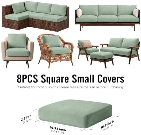 8Pcs Outdoor Cushion Covers, Stretch Patio Furniture Couch Chair Slipcovers - Image 2