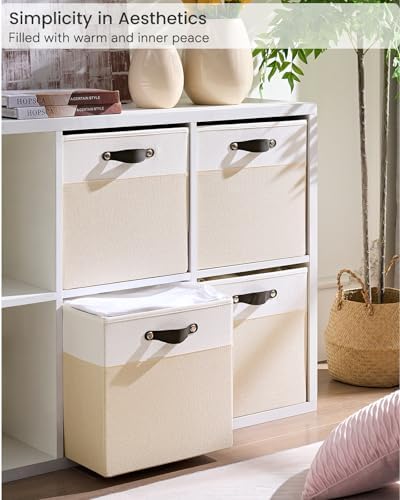 Cube Storage Bins | 13"x13"x13", Beige & White, 6 Pack - Image 2