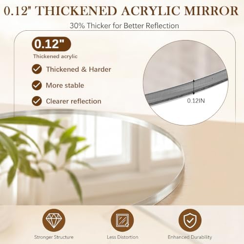 Leinuosen Full Length Acrylic Wall Mirror,Self Adhesive, 40" x 10", Arched - Image 4