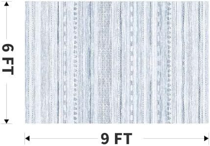 6x9 Area Rugs for Living Room Machine Washable Rug Distressed Indoor Carpet Neutral Moroccan Boho Rug Ultra Soft Area Rug for Bedroom Dining Room Playroom Office,Blue - Image 2