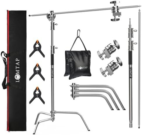 LOMTAP C Stand with Boom Arm, 10.8ft/330cm Heavy Duty Light Stand by LOMTAP